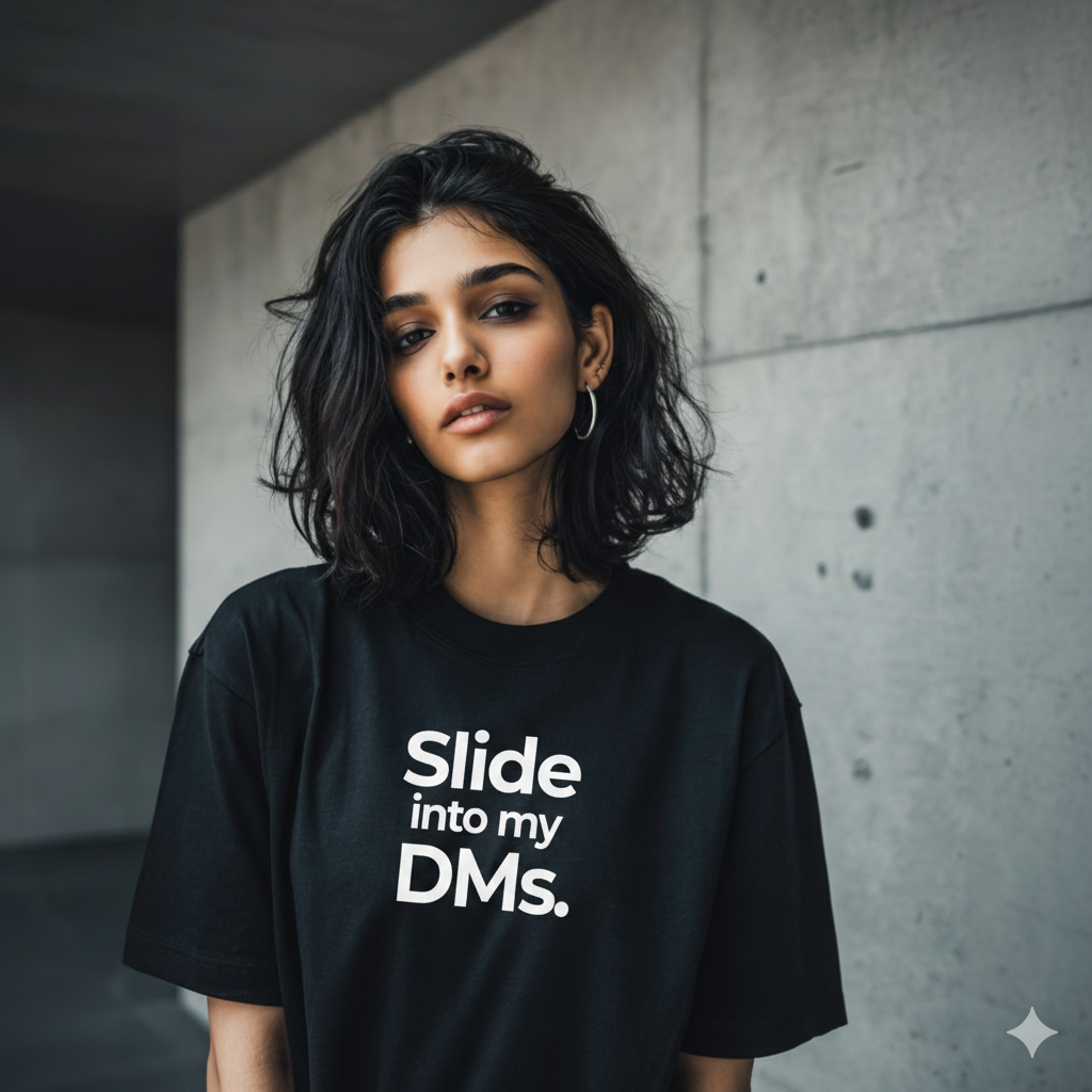 Slide into my DMs. Tee